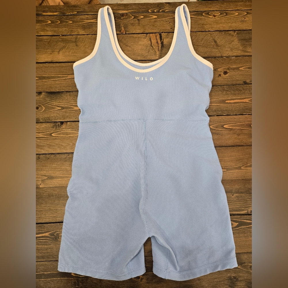 Womens Wilo Baby Blue Ripped Workout/leisure Jumpsuit Size Medium